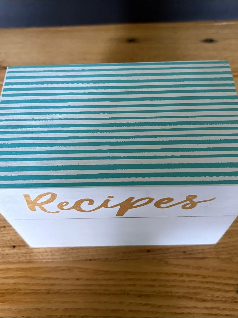 White Recipe Box with Gold Lettering & Recipe Cards